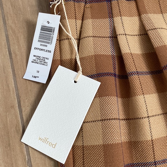 Aritzia Wilfred Effortless Flannel High-waisted Pleated Pants size 10 new - Picture 5 of 14